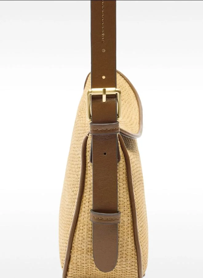 PARFOIS Crossbody bag with straw effect flap