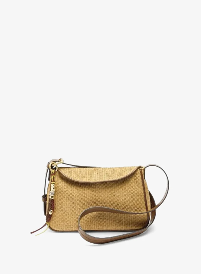 بارفوا حقيبة كروس بودي مع غطاء قلاب بتأثير القش