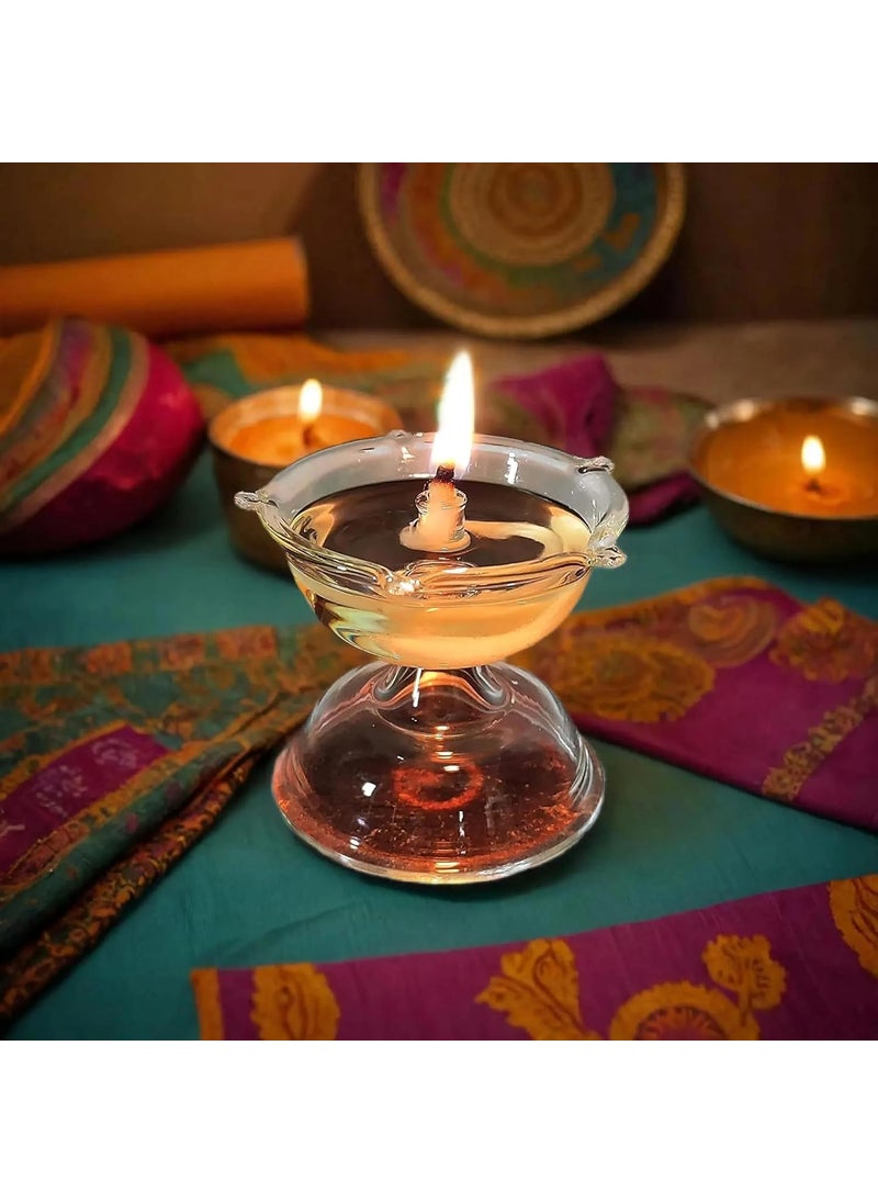 Sidhhi Glass Niranjan for Pooja Puja samagree Akhand Diya Mandir Cotton Wick lamp Diyas Decorative Oil LampDiwali Gifts Home Decor Height 2 inch  - Image 2