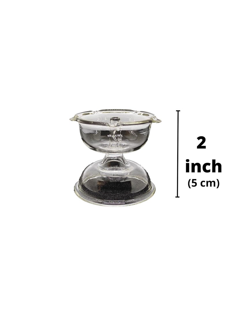 Sidhhi Glass Niranjan for Pooja Puja samagree Akhand Diya Mandir Cotton Wick lamp Diyas Decorative Oil LampDiwali Gifts Home Decor Height 2 inch  - Image 3