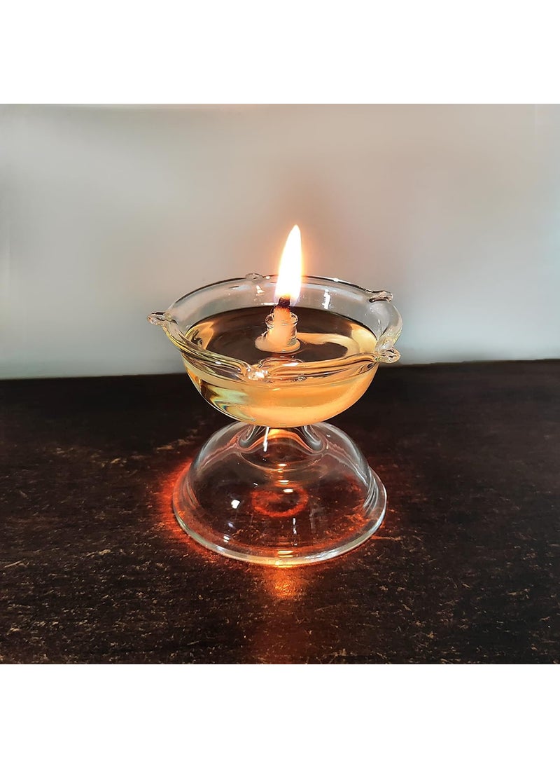 Sidhhi Glass Niranjan for Pooja Puja samagree Akhand Diya Mandir Cotton Wick lamp Diyas Decorative Oil LampDiwali Gifts Home Decor Height 2 inch  - Image 1
