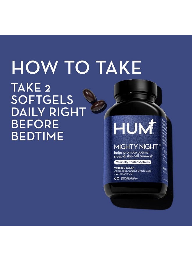 HUM Mighty Night - Nighttime Supplement for Skin + CoQ10 & Ferulic Acid to Promote Skin Cell Turnover - Overnight Beauty Vitamins for Women (60-Count) - Image 4