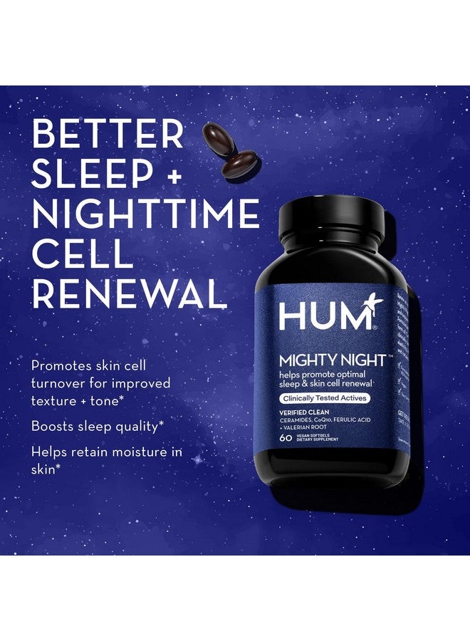 HUM Mighty Night - Nighttime Supplement for Skin + CoQ10 & Ferulic Acid to Promote Skin Cell Turnover - Overnight Beauty Vitamins for Women (60-Count) - Image 1