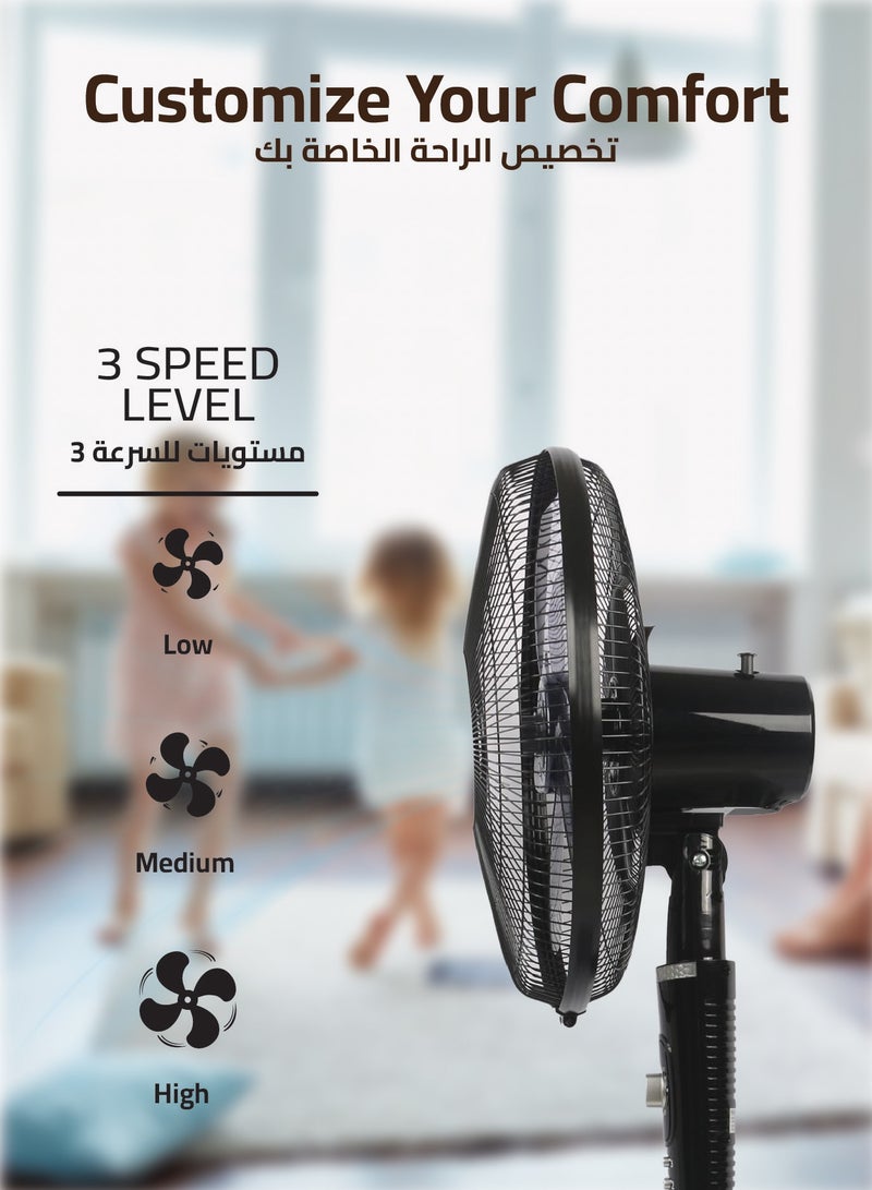 FLEXY® 16" Inch Stand Fan | Pedestal Floor Cooling Fan For Home And Outdoor Use | 5 Leaf 3 Speed Powerful Electric Tower Fan With Jet Fan Technology - Image 3