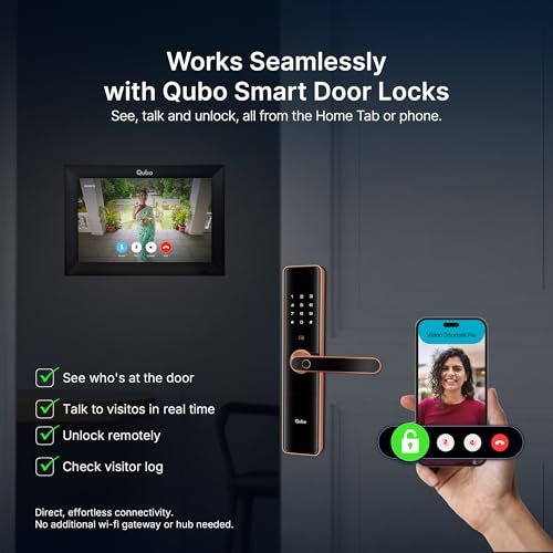 Qubo Instaview New Age Video Doorphone from Hero Group | 3MP Video Doorbell Pro 2K + Wireless Home Tab 1296p Resolution | Instant Phone & Tab Visitor Video Call | 2-Way Talk | Chime (Black) - Image 5