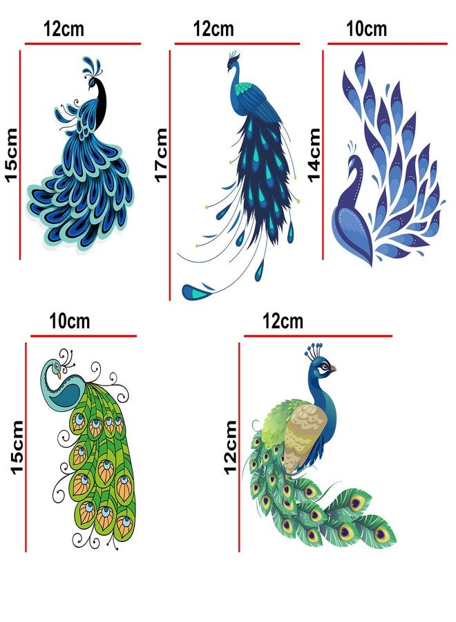 Decopix PVC Vinyl Colourful Peacock - Decorative Wall Sticker Combo Pack for Switch Panel Board, Laptop, Fridge.' - Sm4014 (Set of 5), Multicolour - Image 2
