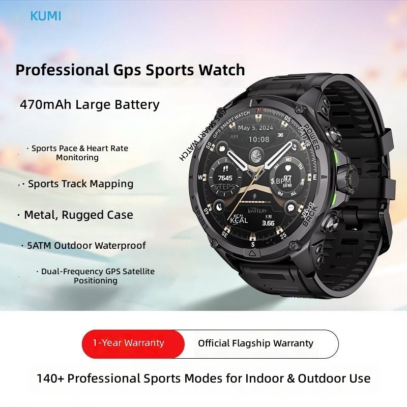 كومي ساعة KUMI الذكية للمحترفين في الهواء الطلق مع GPS مزدوج التردد سداسي النجوم، مقاومة للماء 5ATM، مراقبة معدل ضربات القلب، وتتبع المسار للسباحة وركوب الدراجات والمشي لمسافات طويلة - Image 5