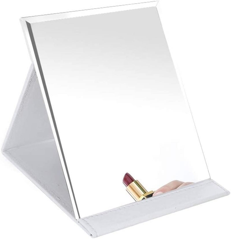 SNEHANSH SNEHANSH Folding Mirror with Stand Portable Makeup Vanity Mirrors Desk Standingfor Travel Camping Home 17Lx12W Cm White  - Image 2