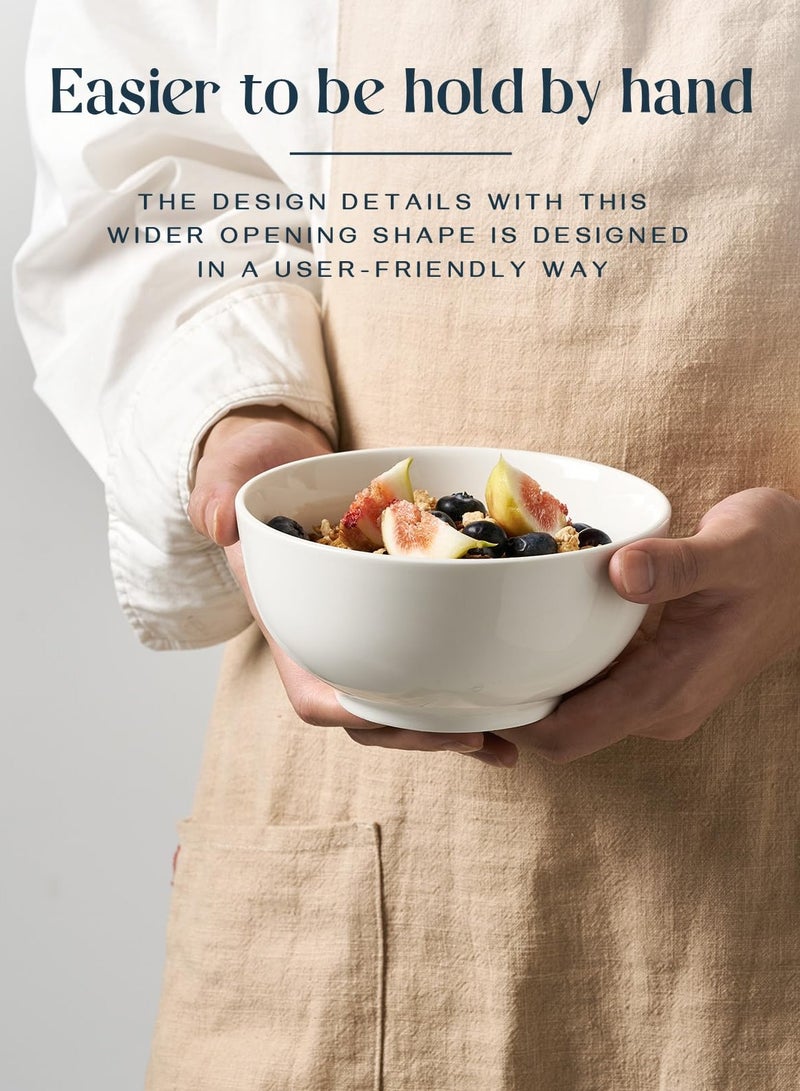 Red Leaf 6 Pieces Ceramic Soup Bowls for Kitchen - White Bowls for Cereal, Soup, Oatmeal, Rice, Pasta, Salad - Dishwasher & Microwave Safe White 6 Inch - Image 4