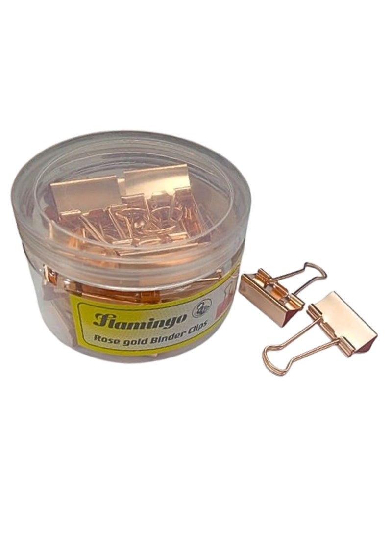 Flamingo Binder Clips Rose Gold 25mm  Metal Binder Clips Photo Clips for Home and Office Supplies Assorted Jumbo Paper Clip Holder for Files, Papers, Office Supply 48pcs - Image 1