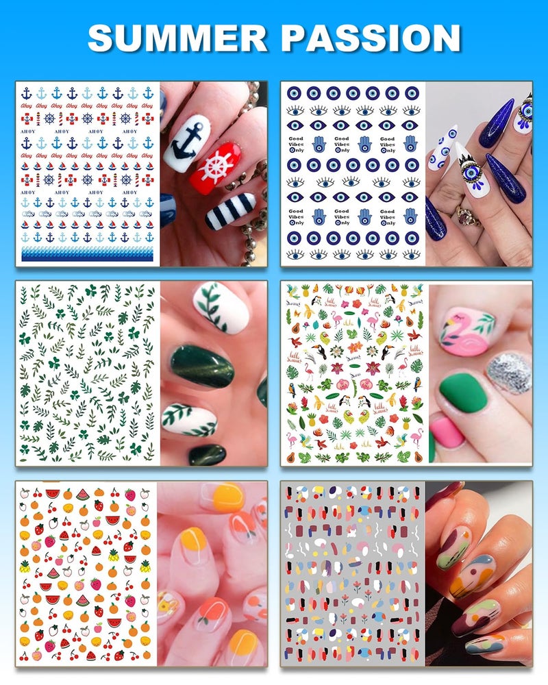 winthrop 36 Sheets All Holiday Nail Art Stickers, Mixed Season Nail Decals Set for All Year, Spring Summer 3D Self-Adhesive Colorful Pegatinas UÃ±as Daisy Butterfly 4th of July Halloween Christmas - Image 4
