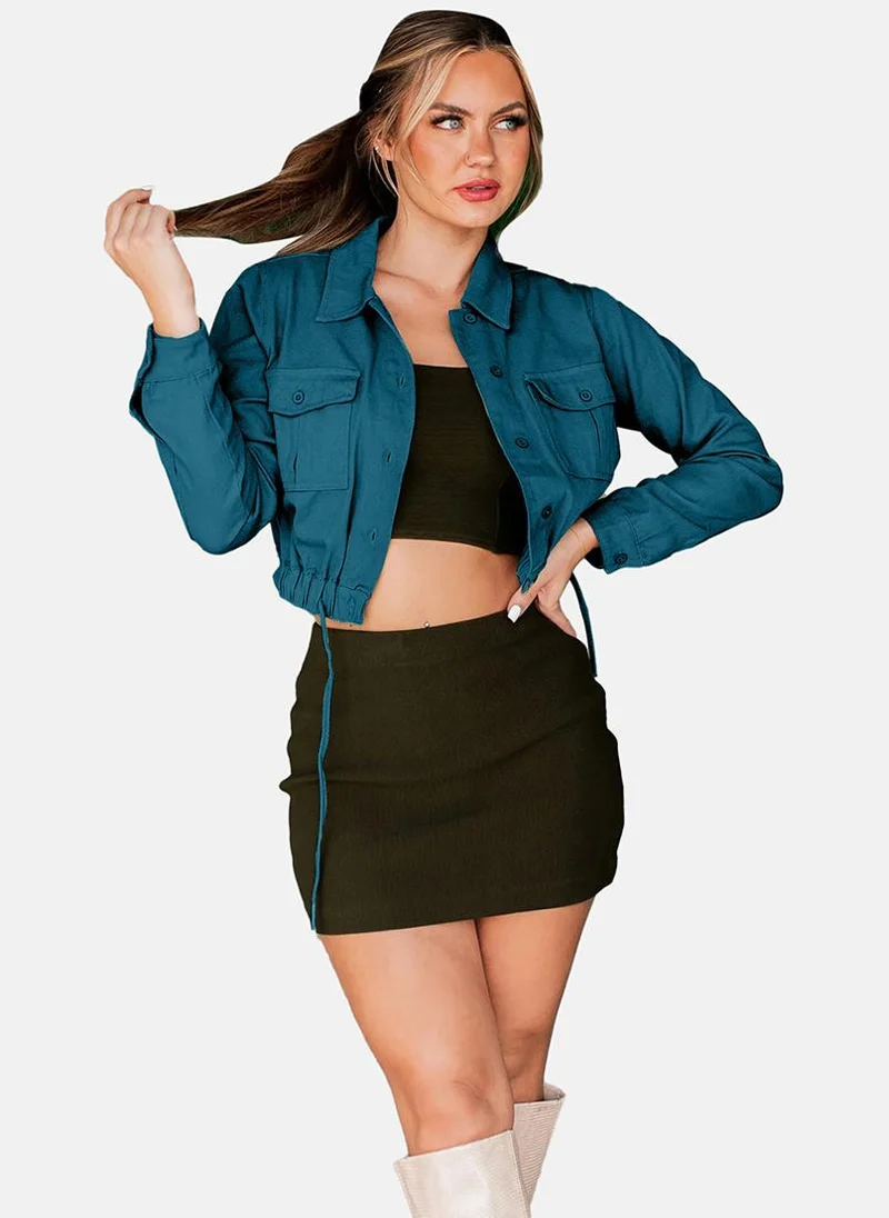 يونيكي Navy Blue Regular Fit Spread Collar Long Sleeves Shirts