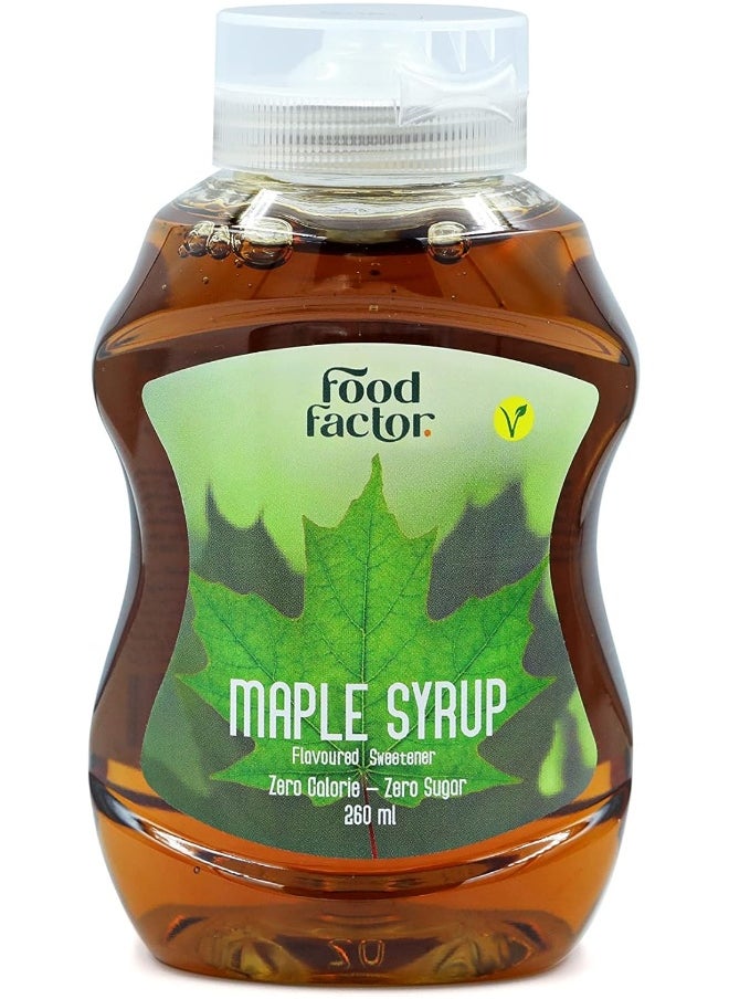 Food Factor - Food Factor Maple Syrup | Made in Italy | Zero Sugar, Zero Calorie, Gluten Free, Suitable For Vegan, Keto Friendly Use it with Ice Cream, Coffee, Latte (260ml, Maple) - Image 1