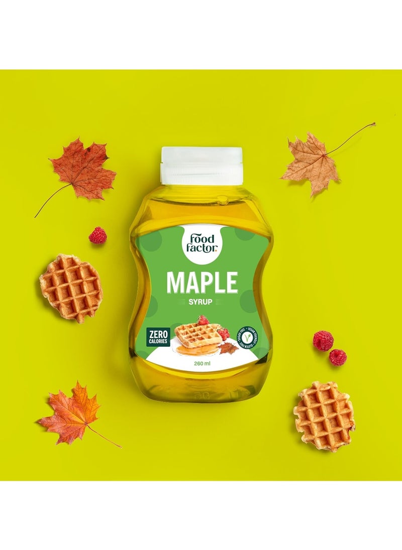 Food Factor - Food Factor Maple Syrup | Made in Italy | Zero Sugar, Zero Calorie, Gluten Free, Suitable For Vegan, Keto Friendly Use it with Ice Cream, Coffee, Latte (260ml, Maple) - Image 1