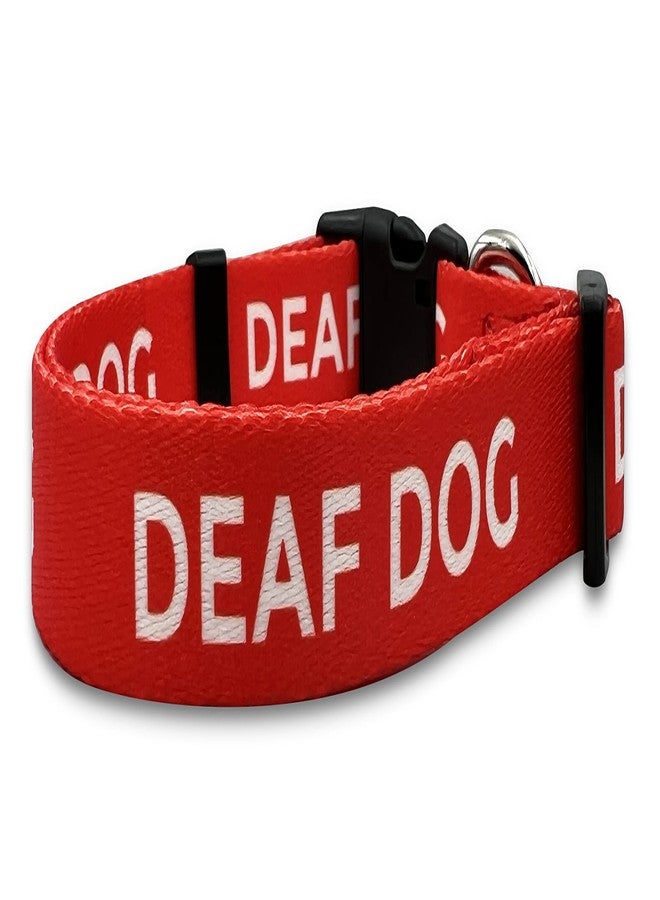 PinMaze Deaf Dog Collar - Hard of Hearing Warning - Hearing Impaired Dog - No Limited Hearing for Small Medium Large Dogs (L, Red) - Image 1