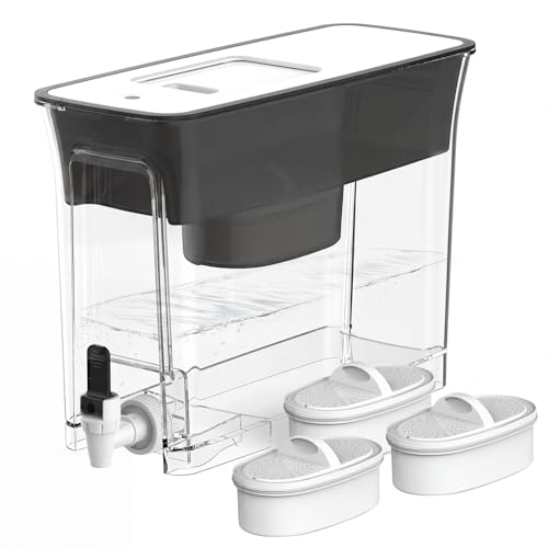 Waterdrop WFD40L Water Filter Dispenser with 3 Filters 35Cup Slim Water Filter Pitcher Large Capacity 200Gallon LongLife Reduces Chlorine PFOAPFOS and More BPA Free Black - Image 1