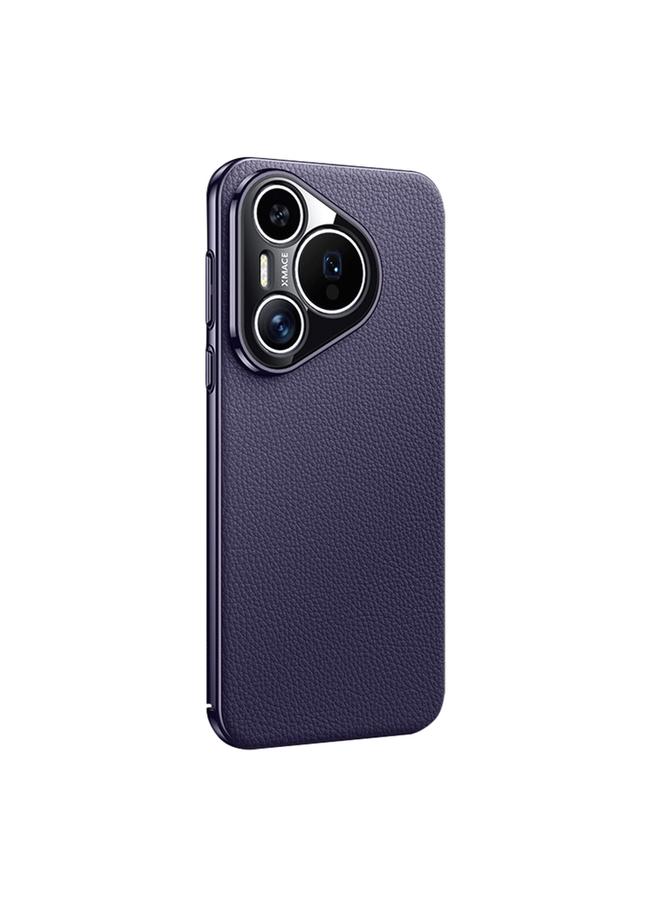 زبون جراب لهاتف Huawei Pura 70 مصنوع من الجلد الطبيعي بنقشة الليتشي - Image 1