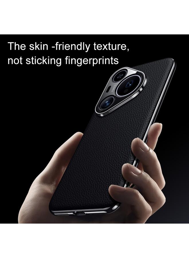 زبون جراب لهاتف Huawei Pura 70 مصنوع من الجلد الطبيعي بنقشة الليتشي - Image 5