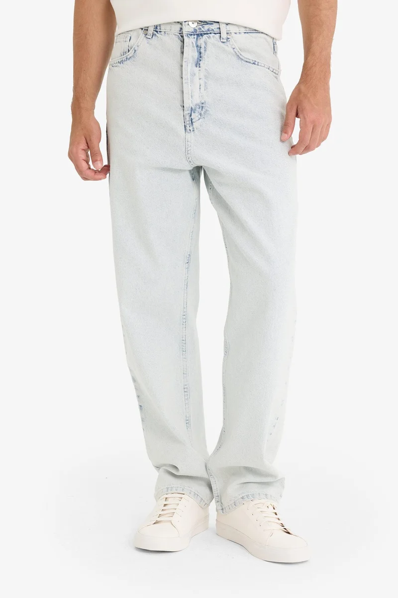 Defacto  Cotton Baggy Fit Wide Leg Washed Jeans for Men | Best Price UAE