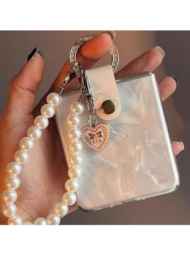 general Clear Case for Motorola Razr 50 Ultra (2024), Foldable Anti-fall Phone Case with Finger Ring & Pearl Wristband, Ultra-thin Shockproof Protective Cover for Moto Razr 50 Ultra - Image 2