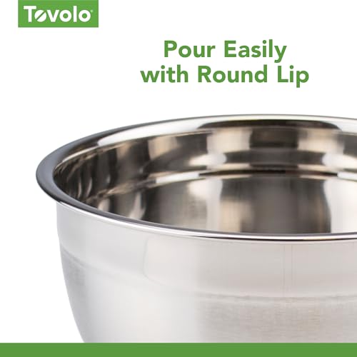 Tovolo Stainless Steel Mixing Bowls, 7.5 Qt - Metal Nesting Mixing Bowl with Rounded Lip for Easy Pour & Minimal Mess - Large & Small Dishwasher Safe Kitchen Supplies for Prep & Cooking - Image 4