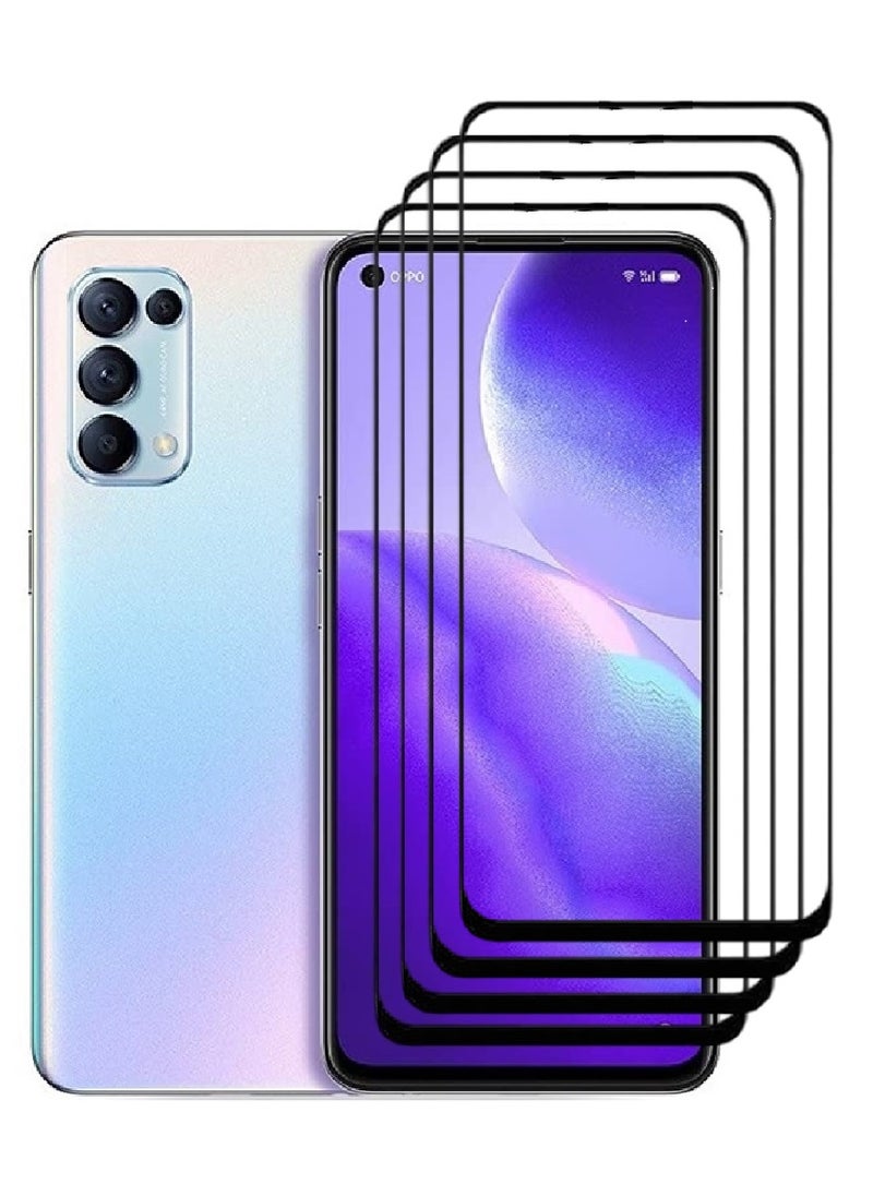 AINA 4 Pieces Tempered Glass Screen Protector 5D Designed For Oppo Reno5 5G Full Glue Edge to Edge Full Screen Coverage And Bubble Free - Image 1