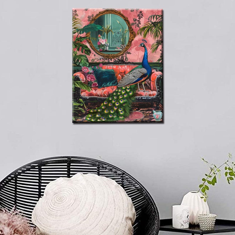 Aihonmin Peacock Paint by Numbers Boho Paint by Numbers Kits for Adult,Botanical Green Leaves Paint by Numbers Pigment in Gift Box Suitable for Home Wall Decor Without Framed 16''W x 20''H - Image 4