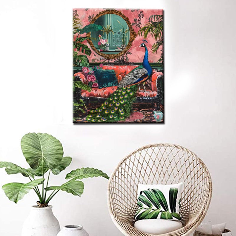Aihonmin Peacock Paint by Numbers Boho Paint by Numbers Kits for Adult,Botanical Green Leaves Paint by Numbers Pigment in Gift Box Suitable for Home Wall Decor Without Framed 16''W x 20''H - Image 2