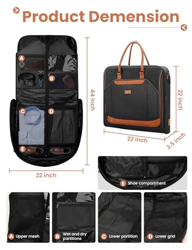 VUUDH Premium Garment Bag for Travel with WetDry Compartment Adjustable Shoulder Strap and Luggage Attachment Fits Suits Dresses Essentials - Image 3