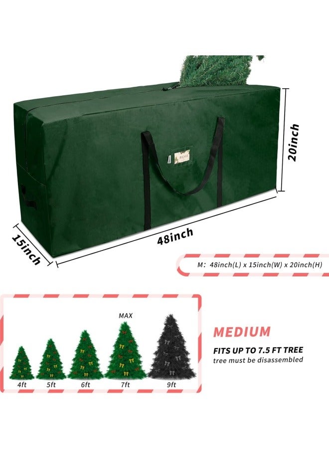 GGEROU حقيبة تخزين شجرة عيد الميلاد الكبيرة جداً 7.5 قدم مع مقبضات معززة وسحابات مزدوجة لفتحة واسعة باللون الأخضر - Image 2