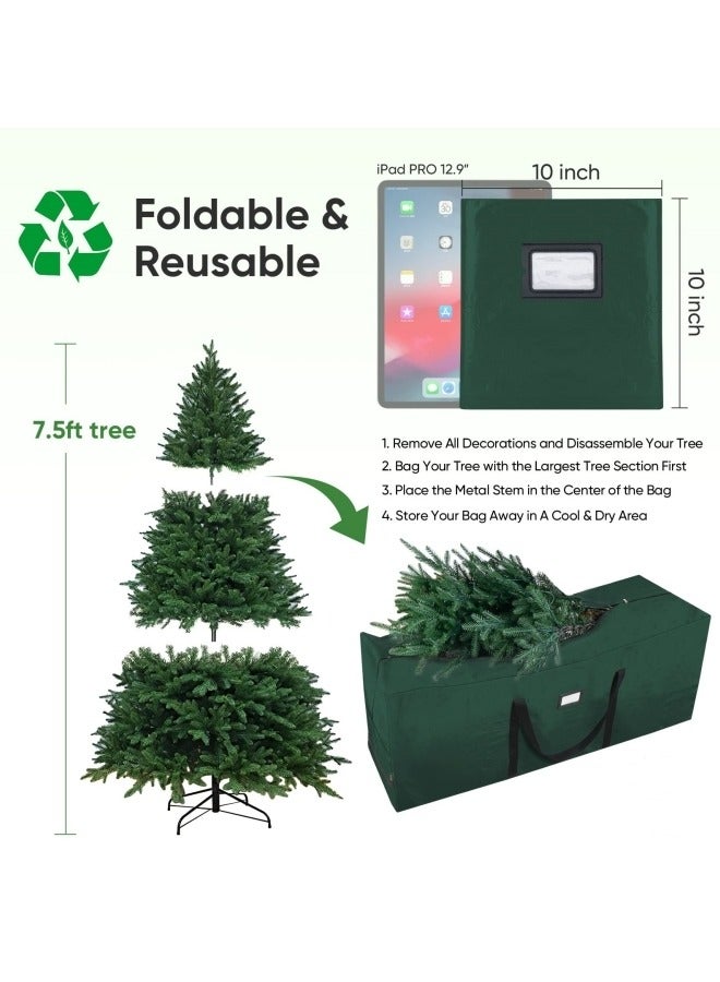 GGEROU حقيبة تخزين شجرة عيد الميلاد الكبيرة جداً 7.5 قدم مع مقبضات معززة وسحابات مزدوجة لفتحة واسعة باللون الأخضر - Image 3