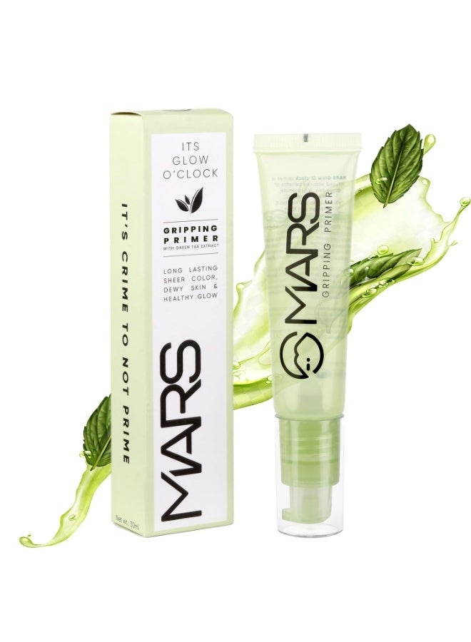 MARS Glow O' Clock Gel Primer for Face Makeup | Enriched with Green Tea Extracts | Dewy Primer | Long Lasting | Power Grip | Ideal for Dry Skin (30ml) - Image 1