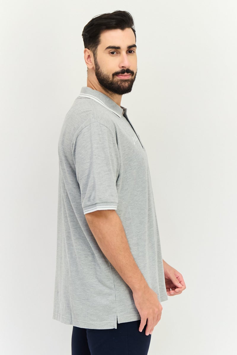 asics Men Sportswear Fit Short Sleeve Outdoor Polo Shirt, Grey - Image 3