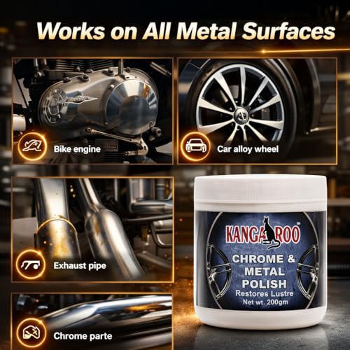 KANGAROO Chrome And Metal Polish For Chrome, Copper, Brass, Bronze, Gold, Nickel And Stainless Steel. All Metal Cleaner, Polisher And Protectant. Removes Oxidation And Discoloration (200 Gram) - Image 3