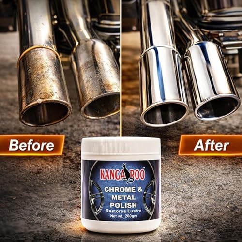 KANGAROO Chrome And Metal Polish For Chrome, Copper, Brass, Bronze, Gold, Nickel And Stainless Steel. All Metal Cleaner, Polisher And Protectant. Removes Oxidation And Discoloration (200 Gram) - Image 4