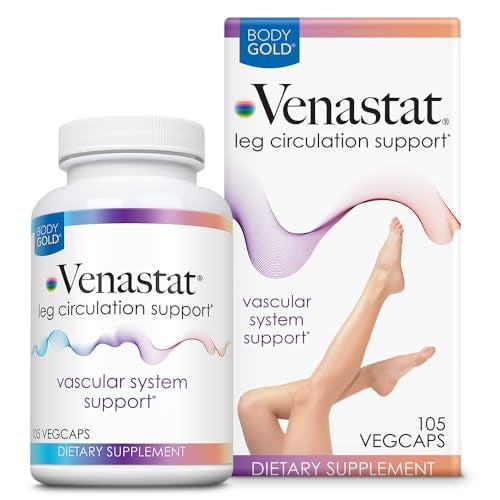 Body Gold Venastat Leg Vein Support Supplements Circulation Supplements with Horse Chestnut Diosmin for Men Women Healthy Blood Flow 105 Veggie Capsules