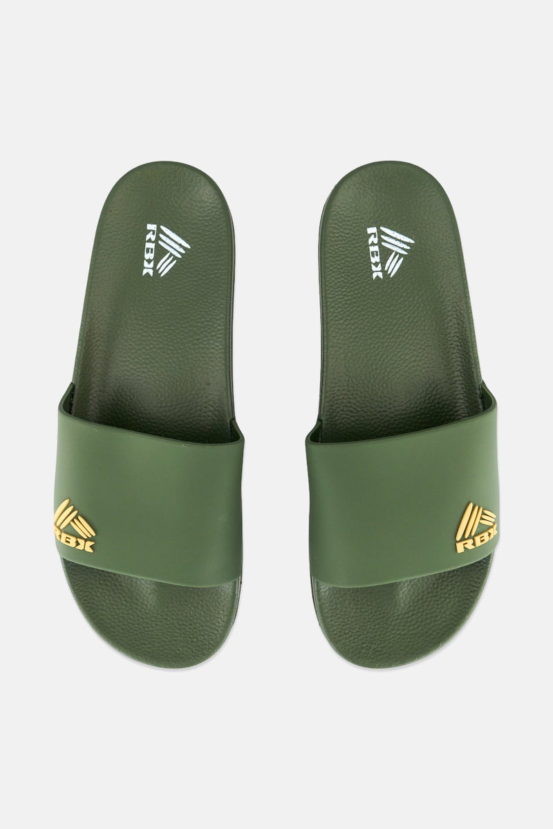 RBX Men Brand Logo Slip On Slides, Dark Green  - Image 3