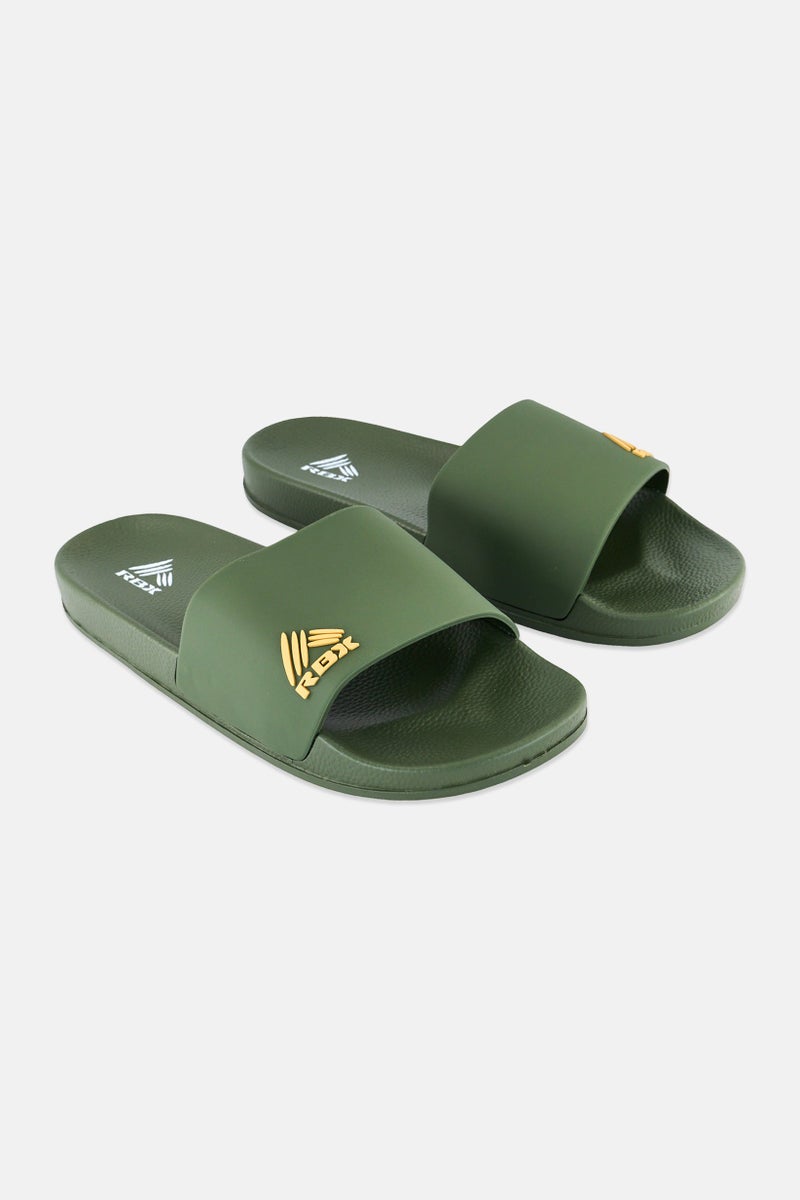RBX Men Brand Logo Slip On Slides, Dark Green  - Image 1