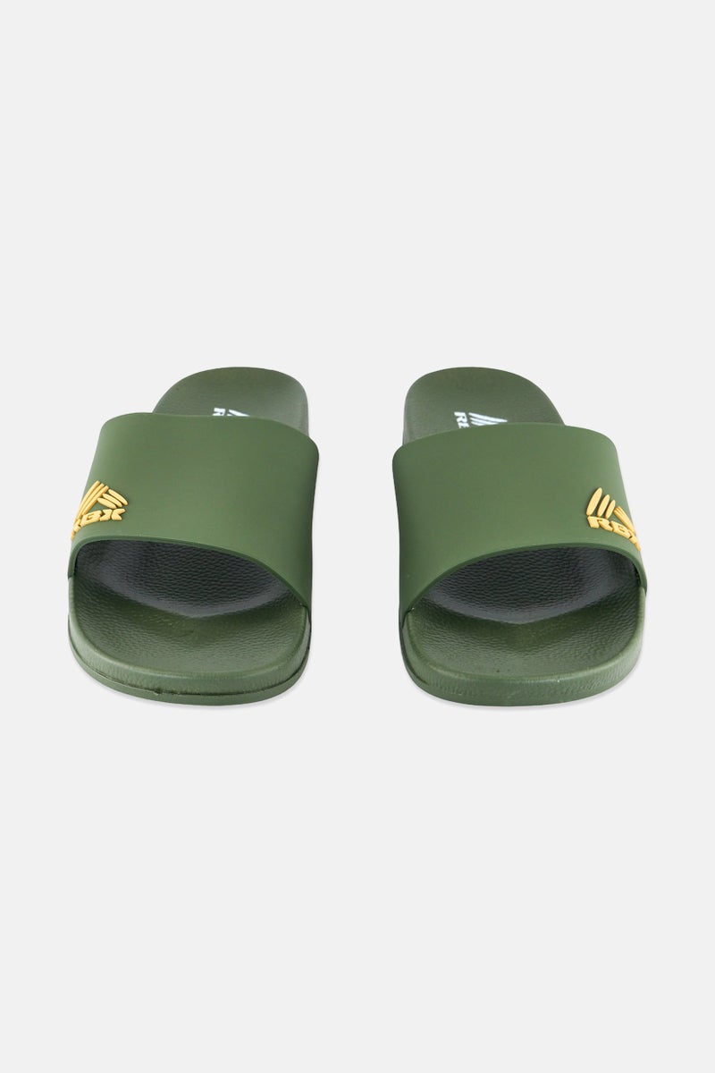 RBX Men Brand Logo Slip On Slides, Dark Green  - Image 4