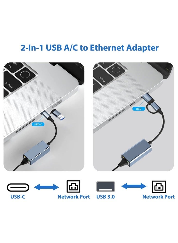 محول USB 3.0 وUSB-C إلى إيثرنت – شبكة سلكية RJ45 بسرعة 10/100/1000 ميجابت – متوافق مع ويندوز، ماك، لينكس - Image 3