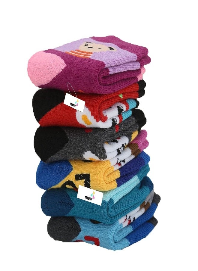 TENDSY Winter Ankle length Socks For Baby Boys And Baby Girls, Thick Towel Socks For kids (Pack of 6 Pairs, For 6-24 Months) - Image 1