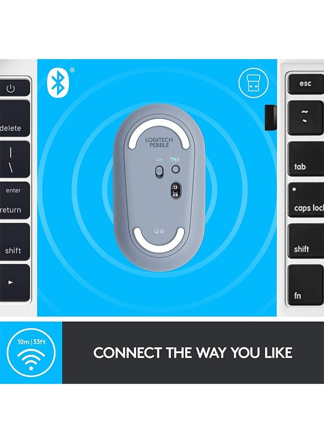 Wireless mouse with Bluetooth or USB - Silent, ultra-thin computer mouse for quiet clicks, for iPad, laptop, laptop, PC and Mac - blue-gray - Image 3