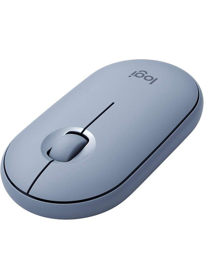 Wireless mouse with Bluetooth or USB - Silent, ultra-thin computer mouse for quiet clicks, for iPad, laptop, laptop, PC and Mac - blue-gray - Image 1
