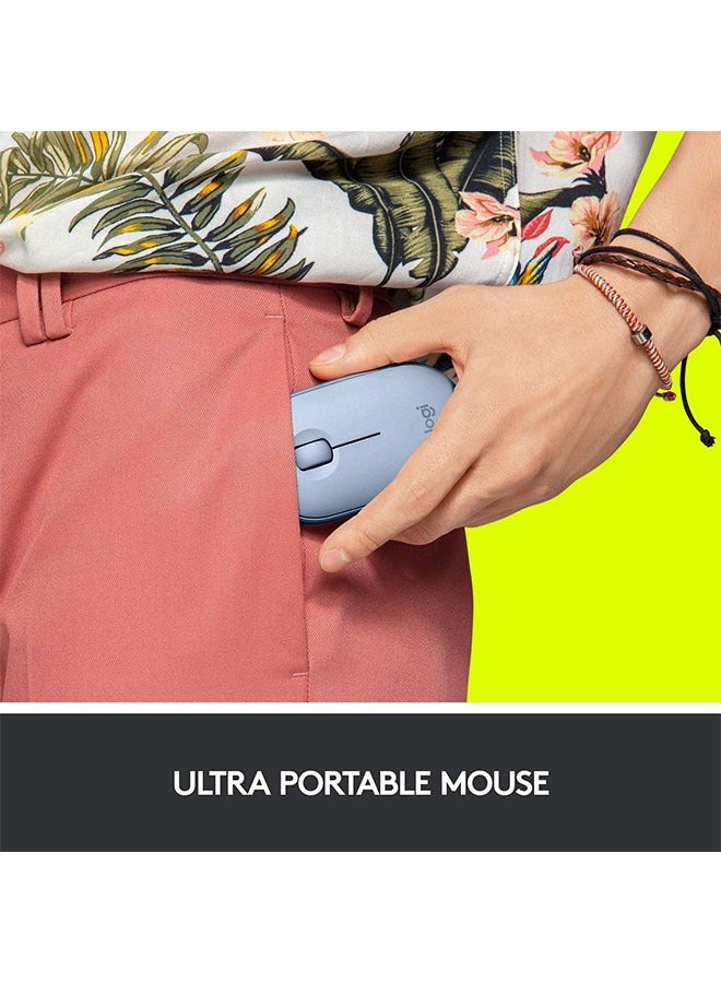 Wireless mouse with Bluetooth or USB - Silent, ultra-thin computer mouse for quiet clicks, for iPad, laptop, laptop, PC and Mac - blue-gray - Image 4