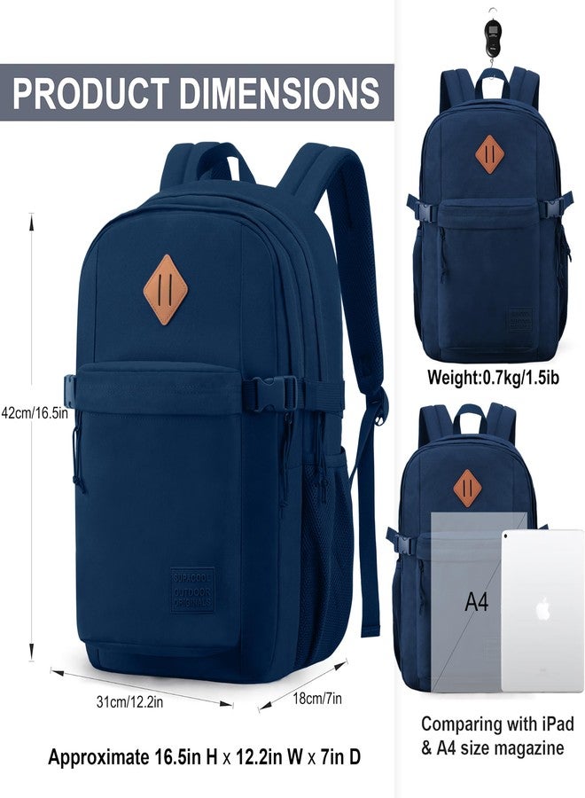 SUPACOOL Lightweight Casual Backpack for Men and Women, Large Backpack for School Boys and Girls, Blue, 16.5 Inch, Modern - Image 2