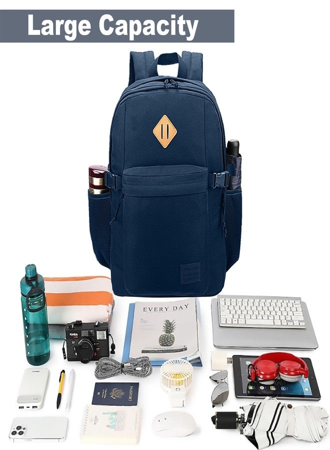 SUPACOOL Lightweight Casual Backpack for Men and Women, Large Backpack for School Boys and Girls, Blue, 16.5 Inch, Modern - Image 5
