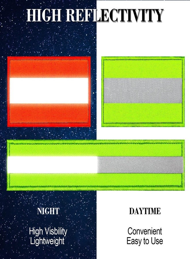 Juinte 8 Piece Reflective Safety Patch Set with Dual Sizes for Night Workers, Firefighters, Dog Tactical Undershirts, Compatible with Sportswear rain Jackets Police Rescue Gear(Green Orange) - Image 3