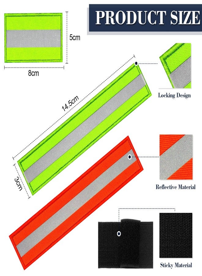 Juinte 8 Piece Reflective Safety Patch Set with Dual Sizes for Night Workers, Firefighters, Dog Tactical Undershirts, Compatible with Sportswear rain Jackets Police Rescue Gear(Green Orange) - Image 2