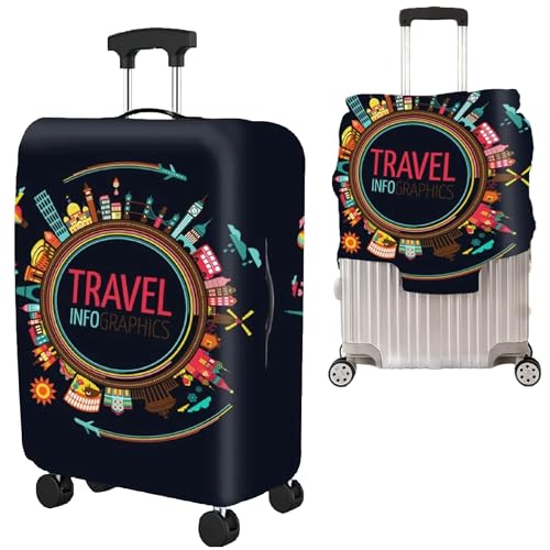 Handcuffs Luggage Cover Trolley Travel Covers, Washable Dust Proof Anti-Scratch Suitcase Protector (Black, S (18"-22")) - Image 1