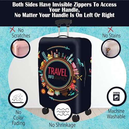 Handcuffs Luggage Cover Trolley Travel Covers, Washable Dust Proof Anti-Scratch Suitcase Protector (Black, S (18"-22")) - Image 5